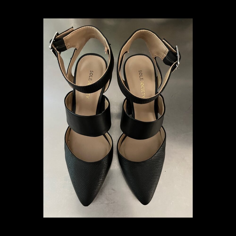 Black, sexy ankle strap heel. U.S. size 8.5 B.